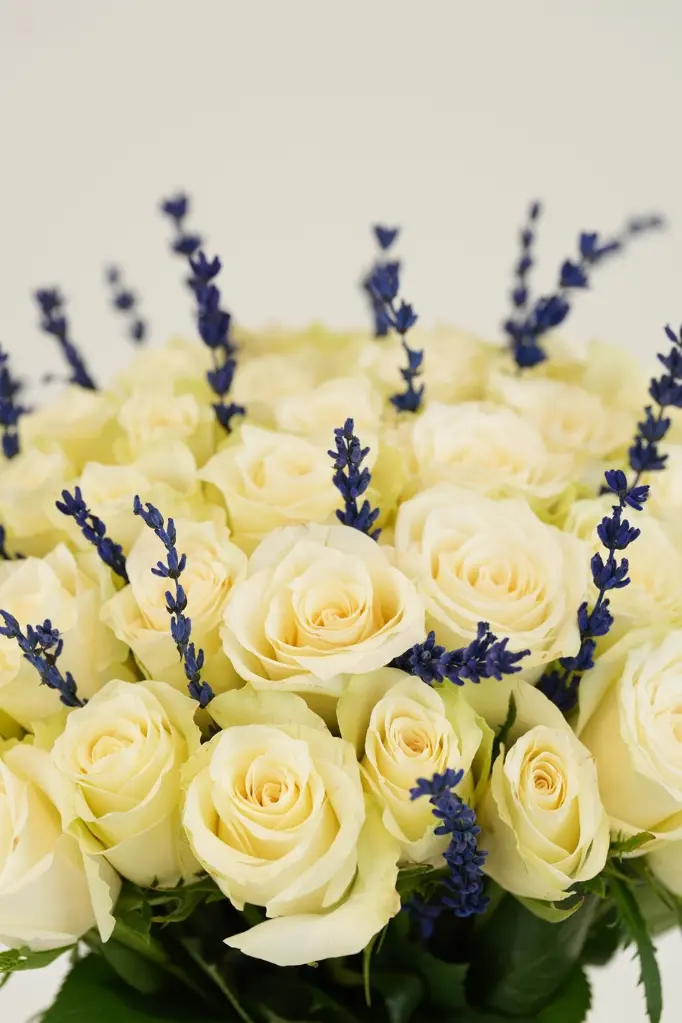 Lavender Cream Harmony - Glass Vase Arrangement -5.webp