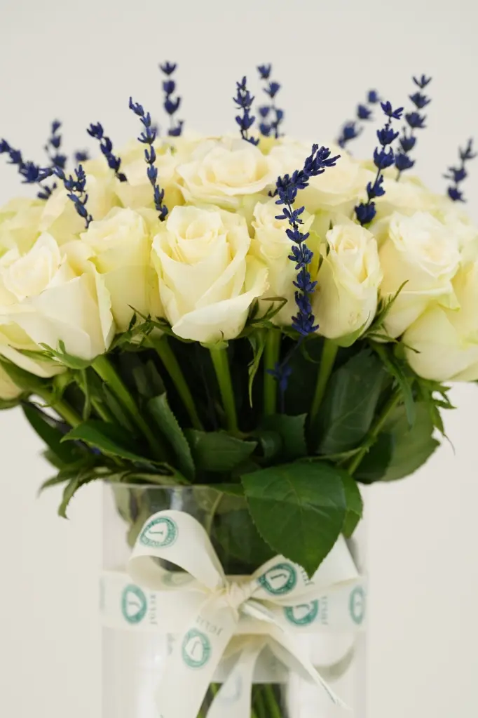 Lavender Cream Harmony - Glass Vase Arrangement -4.webp