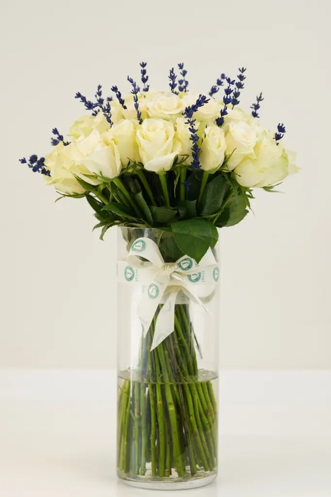 Lavender Cream Harmony - Glass Vase Arrangement -3.webp