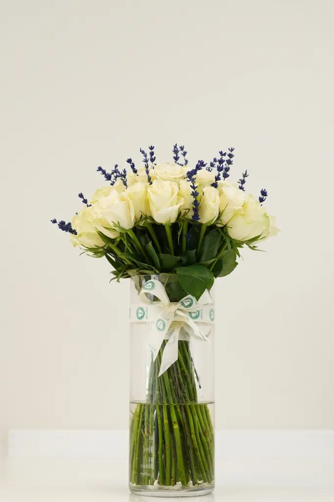 Lavender Cream Harmony - Glass Vase Arrangement -2.webp