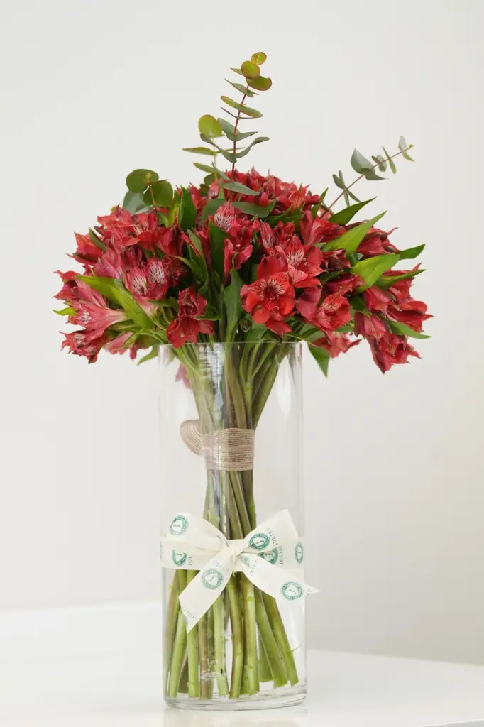 Thinking of You - fresh red Alstroemeria in Glass Vase -3.webp