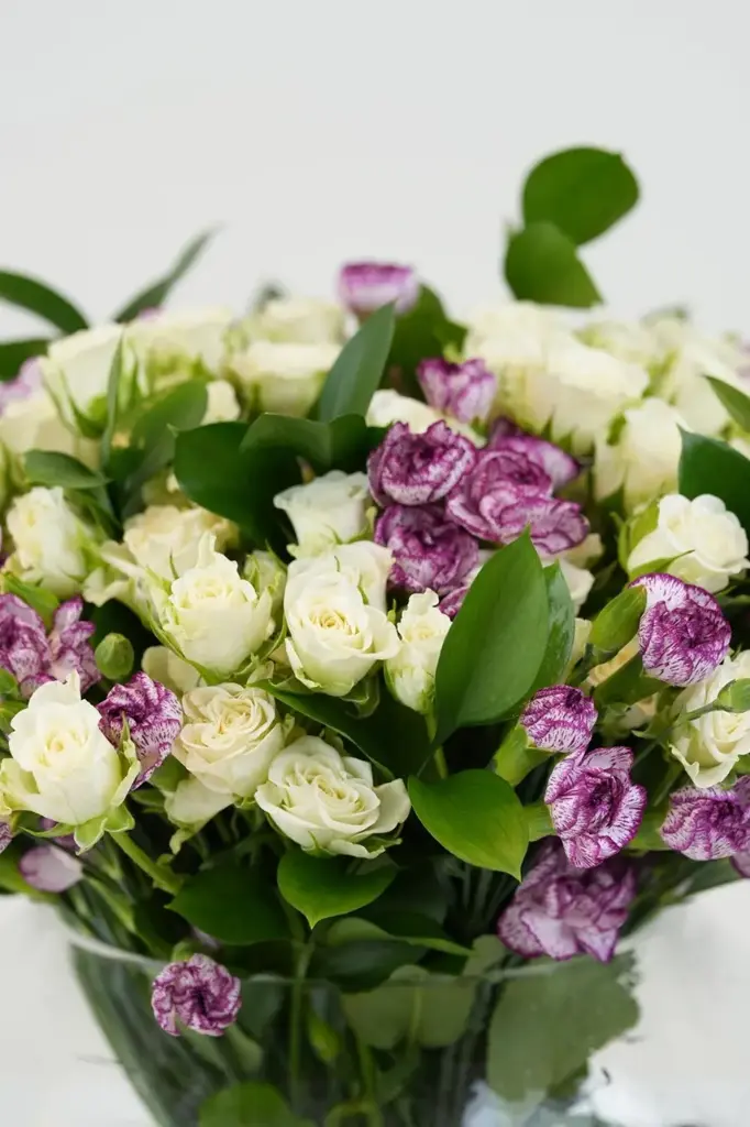 Ivory Rose Garden - Glass Vase Arrangement