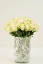 Ivory Elegance White Roses - Porcelain Floral Vase Arrangement